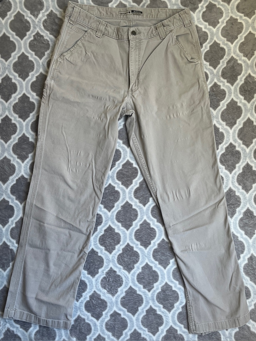 Carhartt Men's Light Khaki Work Chinos Brown Pants Size 36 Carpenter Duck